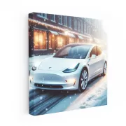 Tesla Model 3 in Snowfall - Sleek and Reliable Performer