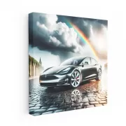 Tesla Model in Overcast Skies - Future of Driving