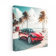 Tesla Model at Beach - Innovative Luxury Ride