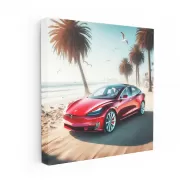 Tesla Model on Beach - Futuristic Elegance in Motion