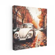Volkswagen Bug in Cloudy Skies - Classic Charm