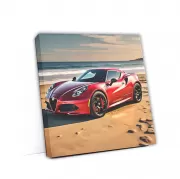 Red Alfa Romeo 4C on Beach - Sleek and Sporty Thrill