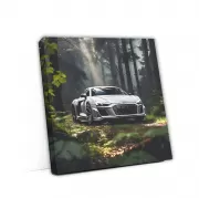 Audi R8 in Silver Amidst Forest - Pure Elegance and Power
