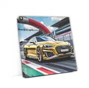 Audi RS5 in Gold on Race Track - Power and Elegance
