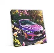 Purple BMW M8 Amid Blossoms - Elegance in Motion