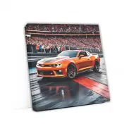 Orange Chevrolet Camaro SS on Racing Track - Power Unleashed