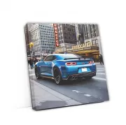 Blue Chevrolet Camaro ZL1 Roars Through Chicago Streets