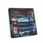 Blue Chevrolet Corvette with Cat - Sleek and Stylish Ride