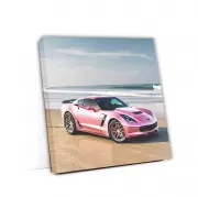 Pink Chevrolet Corvette at Beach - Bold Elegance