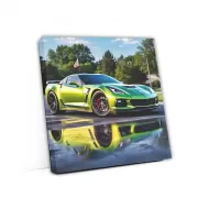 Green Chevrolet Corvette Stingray with U.S. Flag - Bold Power