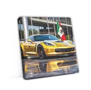 Yellow Chevrolet Corvette Stingray with Mexico Flag - Bold Power