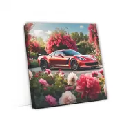 Stunning Red Chevrolet Corvette Z06 Amidst Blossoms - Power Unleashed