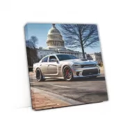 Silver Dodge Charger SRT Hellcat Roaring Through DC Streets