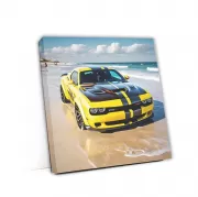Bold Yellow Dodge Charger SRT Hellcat Roars by Beach