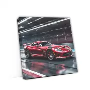 Burgundy Dodge Viper Racing on Track - Speed and Power