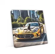 Elegant Gold Dodge Viper with Cat - Bold and Fast