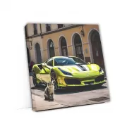 Green Ferrari F8 Tributo with Cat - Speed Meets Elegance