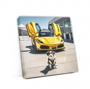 Dog and Yellow Ferrari F8 Tributo - Speed and Style