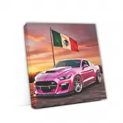Pink Ford Mustang GT with Mexico Flag - Bold and Vibrant