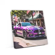 Purple Ford Mustang GT with US Flag - Bold and Iconic