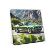 Green Ford Mustang Mach 1 in Mountains - Power and Style