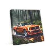 Vibrant Orange Ford Mustang Mach 1 Roars Through Forest