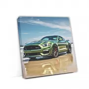 Green Ford Mustang Shelby GT500 on Beach - Power and Elegance