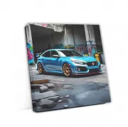 Blue Honda Civic Type R in Urban Setting - Sporty Elegance