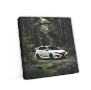 White Honda Civic Type R in Forest - Sporty Elegance