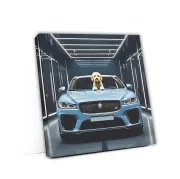 Blue Jaguar F-Pace SVR and Dog - Power Meets Elegance