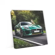 Green Jaguar F-Type with Cat - Elegance Meets Power