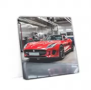 Red Jaguar F-Type in Auto Service - Sleek Performance Icon