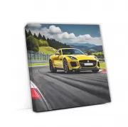 Yellow Jaguar F-Type on Track - Speed, Style, Thrill