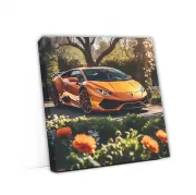 Orange Lamborghini Huracan Amid Flowers - Pure Speed Icon