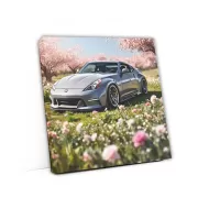 Gray Nissan 150Z Amidst Blossoms - Sleek and Stylish Ride
