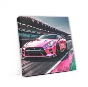 Pink Nissan GT-R Racing on Track - Power and Precision