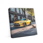 Yellow Nissan GT-R with Dog - Unleash Beast
