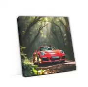 Red Porsche 911 in Forest - Iconic Speed and Style