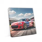 Red Toyota 86 & Subaru BRZ with US Flag - Performance Icons