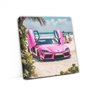 Pink Toyota GR Supra on Beach - Sporty Elegance in Motion