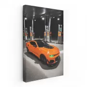 Orange Chevrolet Camaro Refueling - Sleek and Powerful Ride