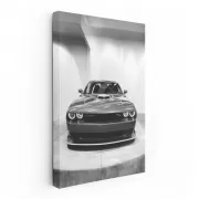 Sleek Gray Dodge Challenger Parked - Bold Muscle Power