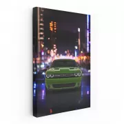 Nighttime Cityscape with Dodge Challenger - Bold and Powerful