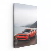 Dodge Challenger in Cloudy Mountain Skies - Bold and Powerful