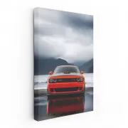 Dodge Challenger in Cloudy Mountain Landscape - Power Unleashed