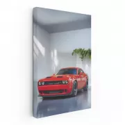 Red Dodge Challenger in Parking - Icon of Power and Style