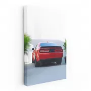 Red Dodge Challenger in Parking - Power and Style