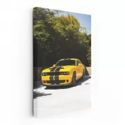 Yellow Dodge SRT Roars Through Forest - Bold and Fierce