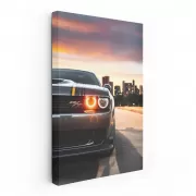 Dodge Silhouette at Sunset Cityscape - Power and Elegance
