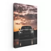 Black Dodge at Sunset - Power and Elegance Unleashed